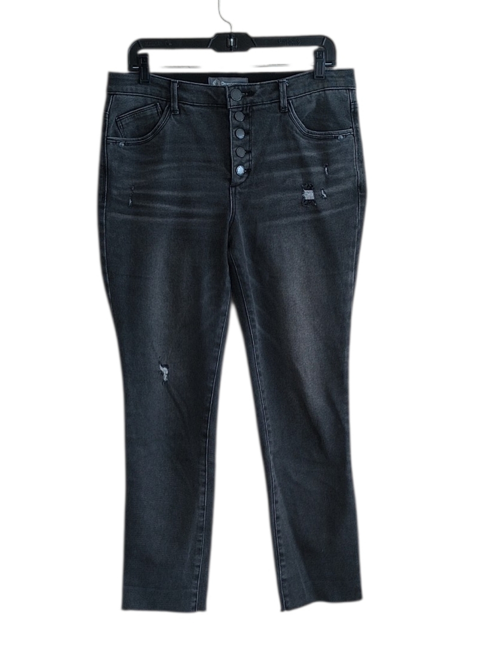 Democracy Faded  Black "Ab" Technology Straight-Leg Button Fly Jeans Size 10 - Picture 3 of 8
